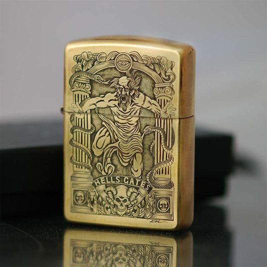 #ZL023/Hand-engraved brass zippo lighter