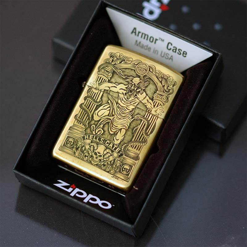 #ZL023/Hand-engraved brass zippo lighter