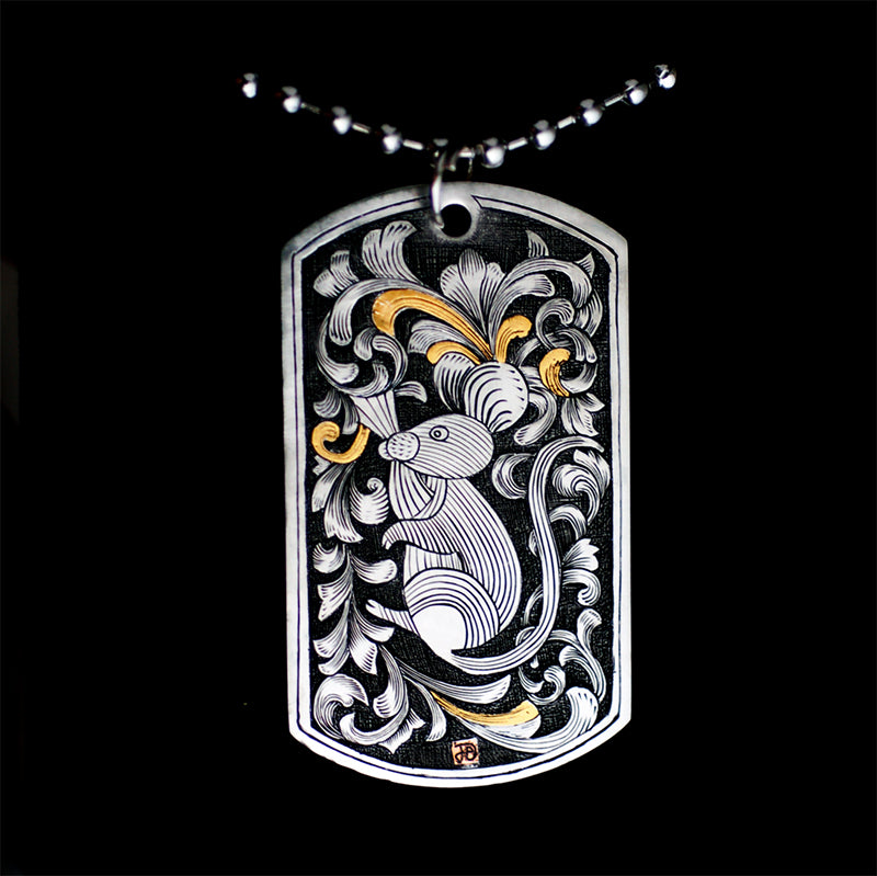 Hand Engraving stainless steel Pendant.SE#017