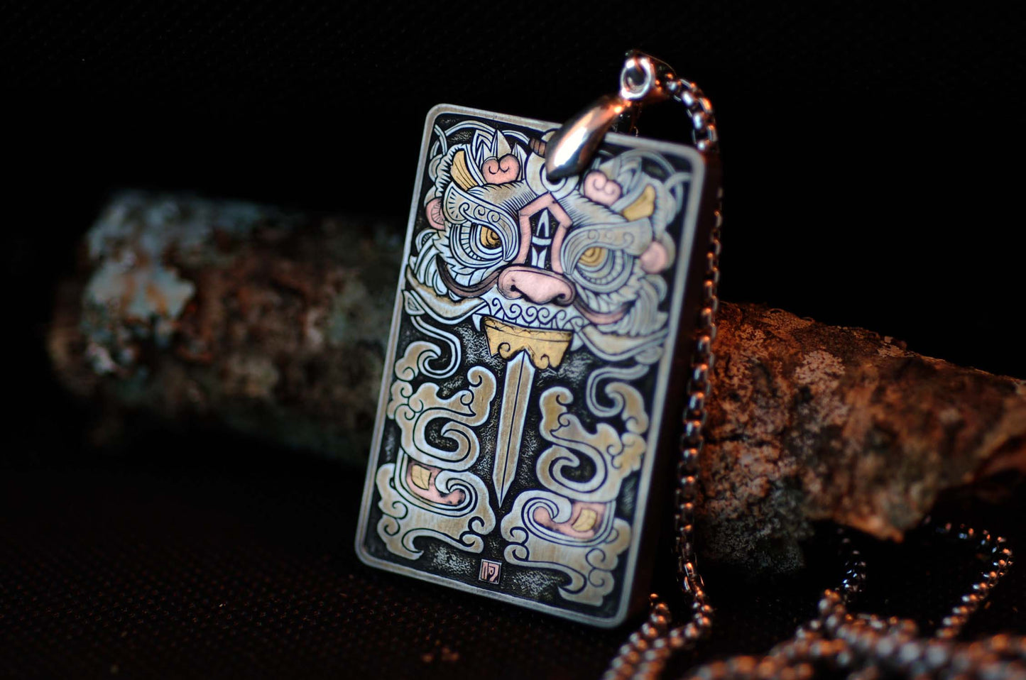 Hand Engraving  Titanium  Pendant.#SE030