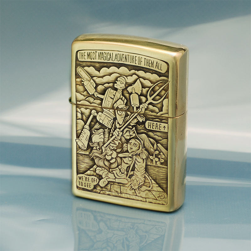 Hand-engraved brass zippo lighter#ZL009