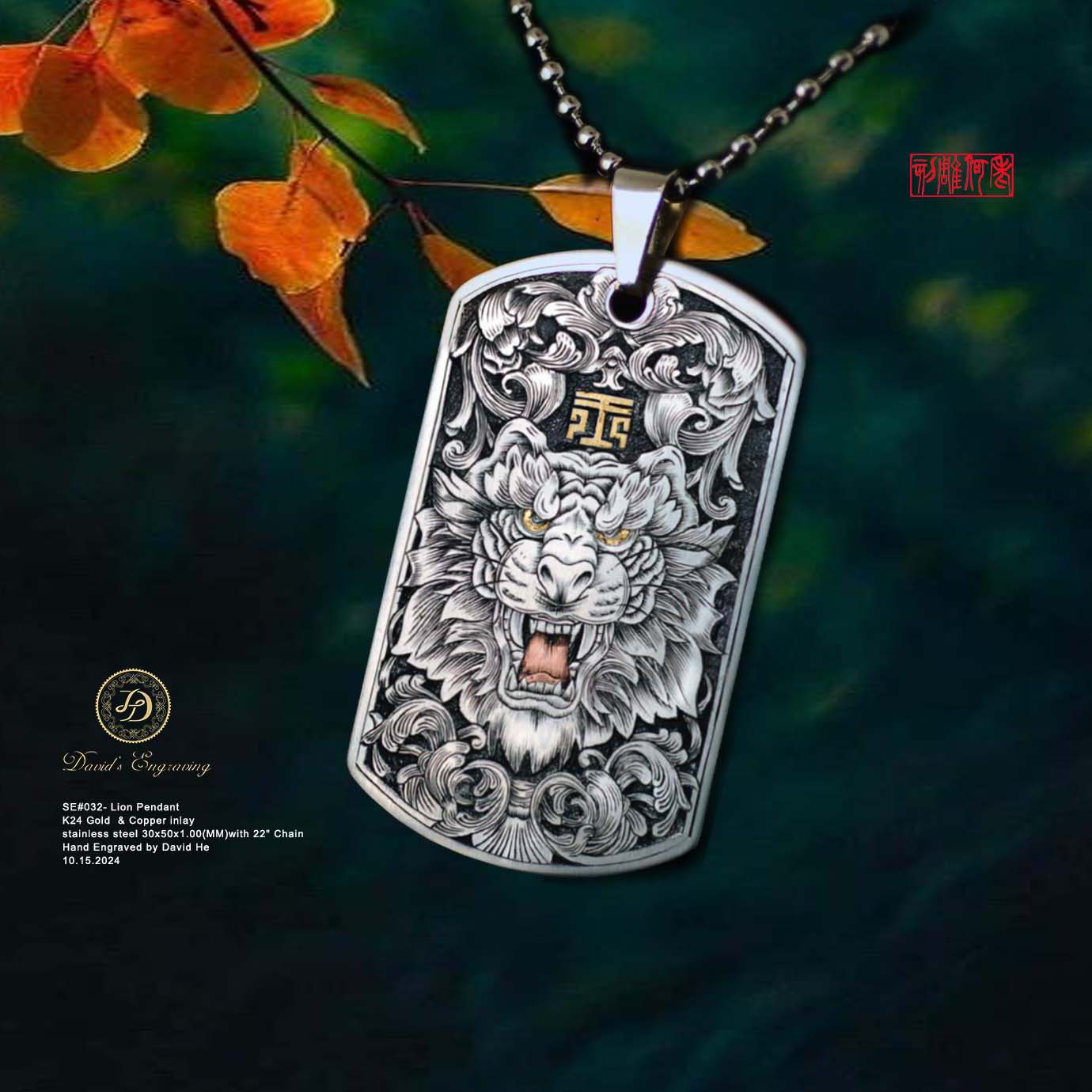 stainless steel Pendant.#SE032/Original/Hand Engraving