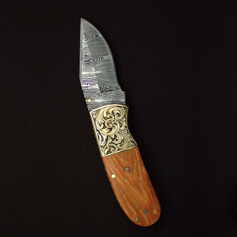 DAMASCUS STEEL EDC FOLDING KNIFE #027