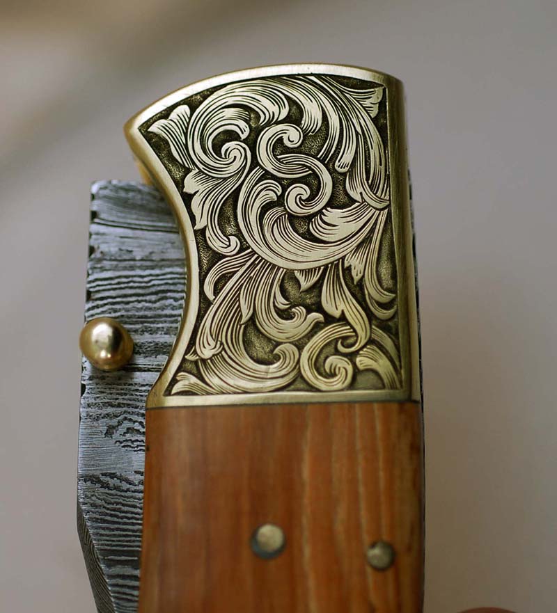 DAMASCUS STEEL EDC FOLDING KNIFE #027