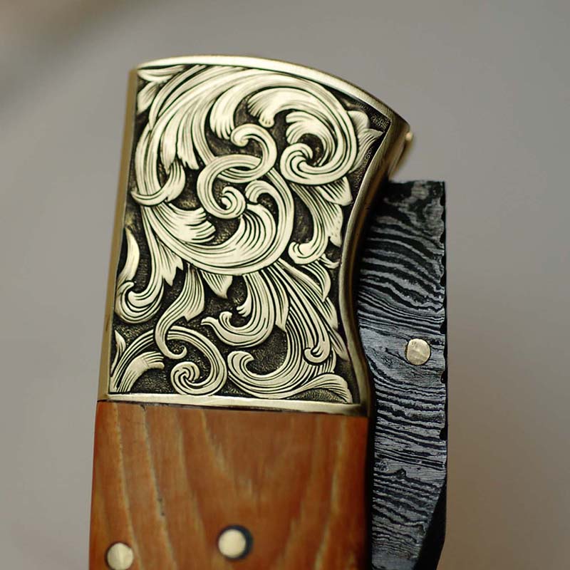 DAMASCUS STEEL EDC FOLDING KNIFE #027