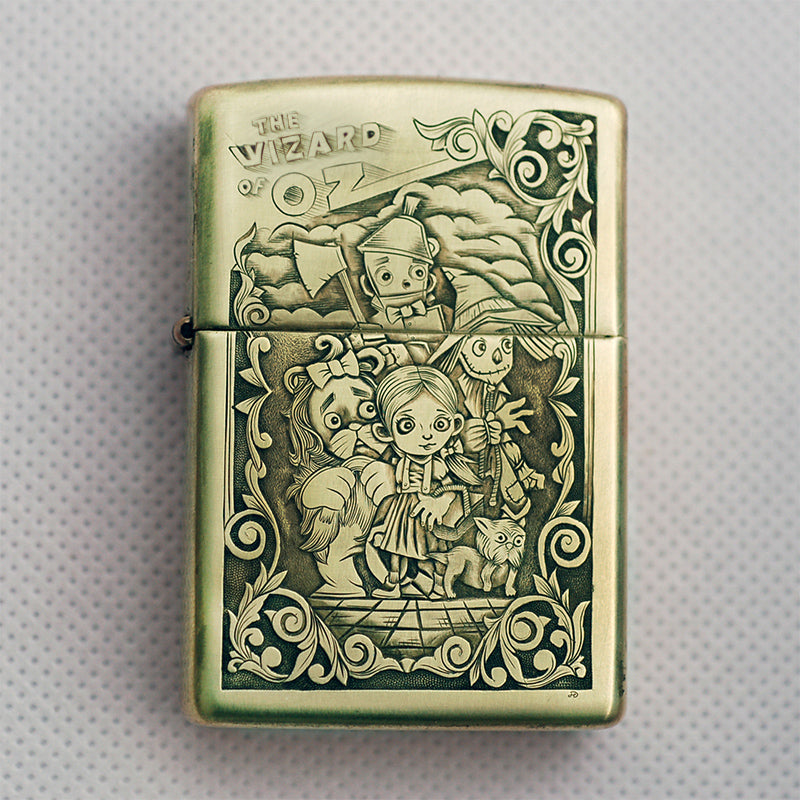 Hand-engraved brass zippo lighter#ZL006