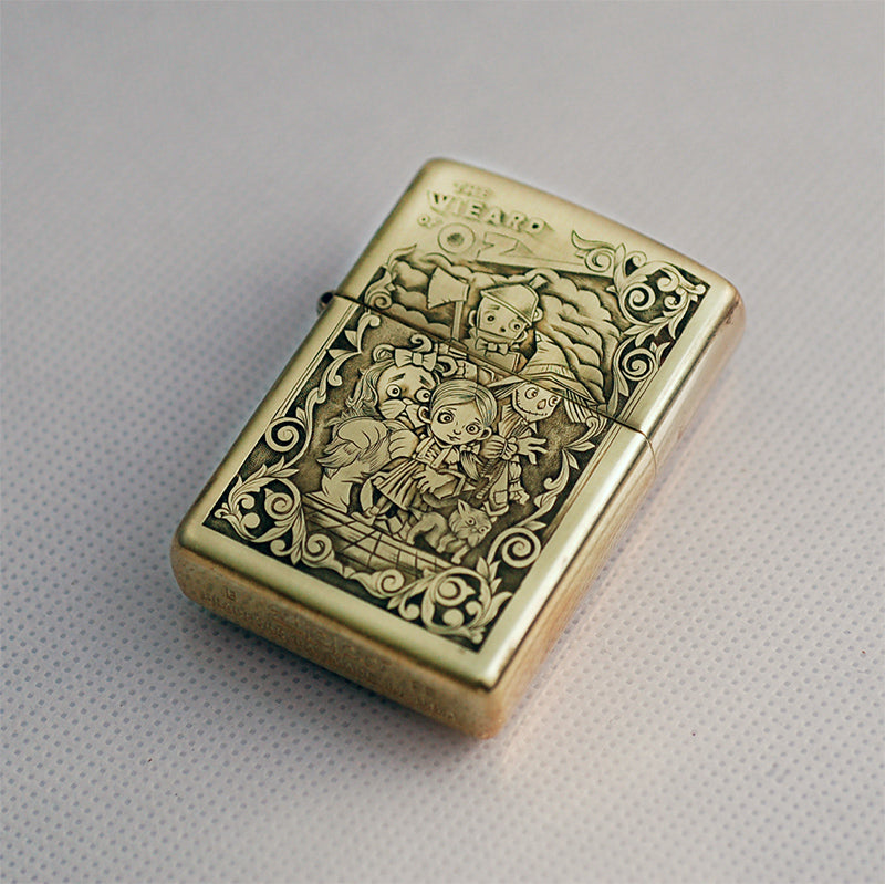 Hand-engraved brass zippo lighter#ZL006