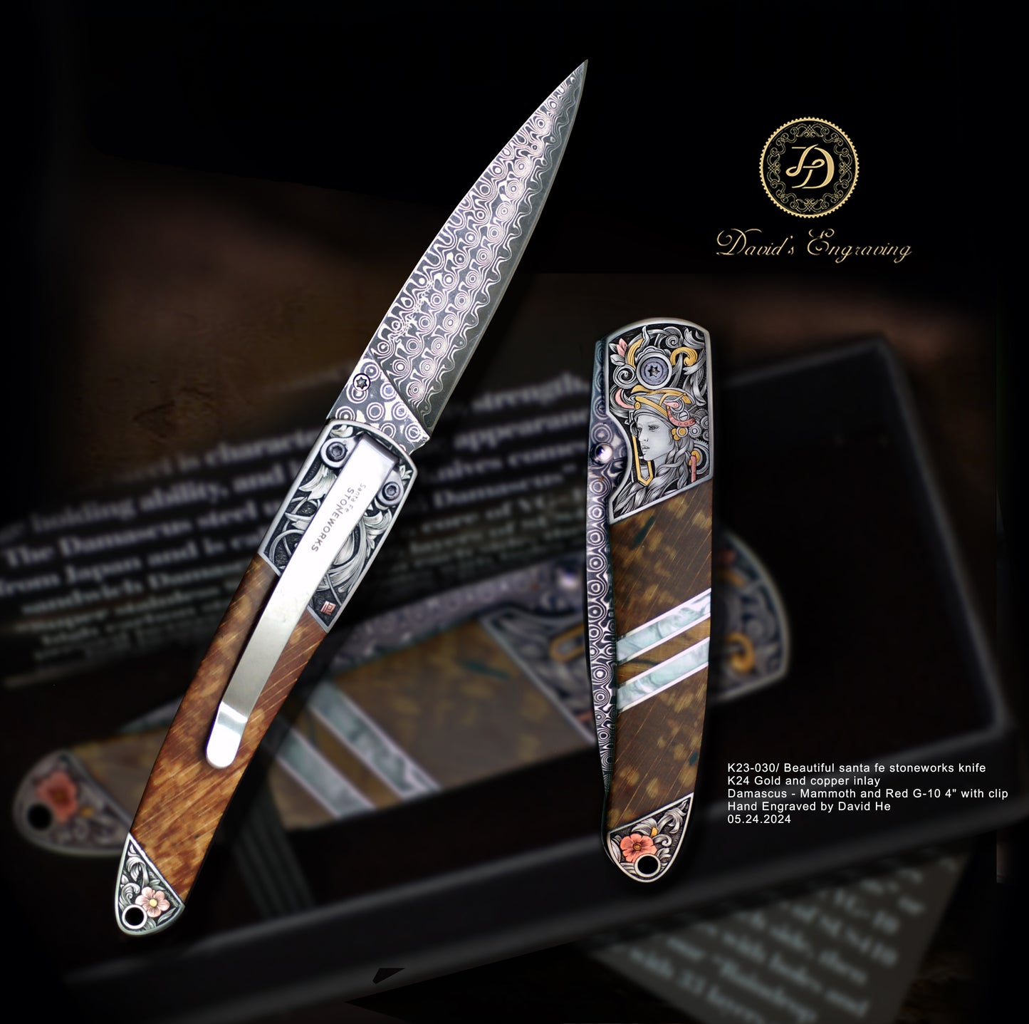 Hand Engraved knife #K030