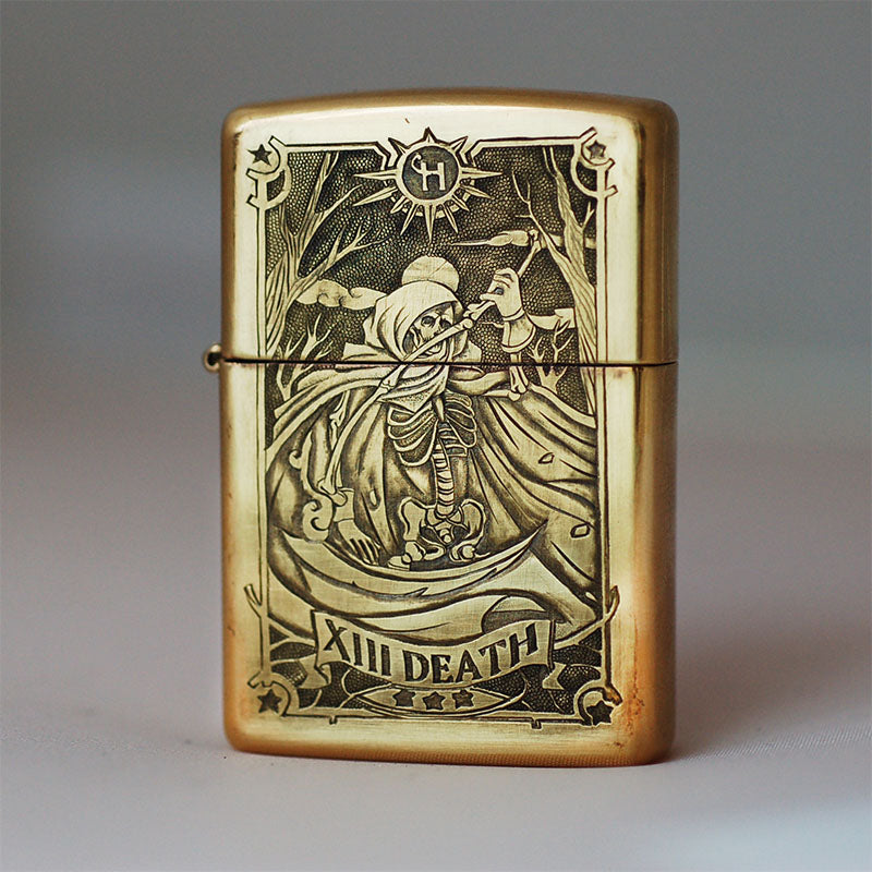 Hand-engraved brass zippo lighter#ZL001