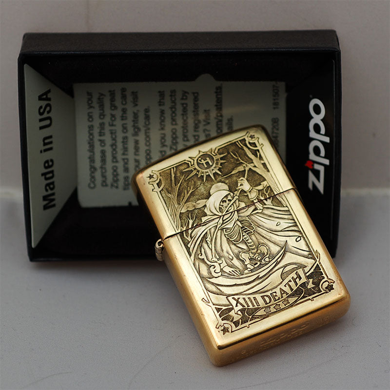 Hand-engraved brass zippo lighter#ZL001