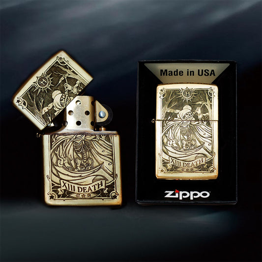 Hand-engraved brass zippo lighter#ZL001