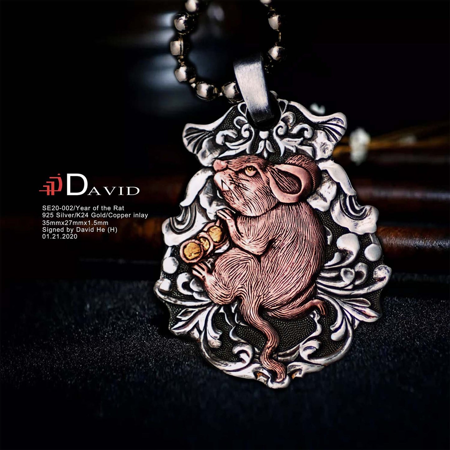 Hand Engraving Silver Pendant